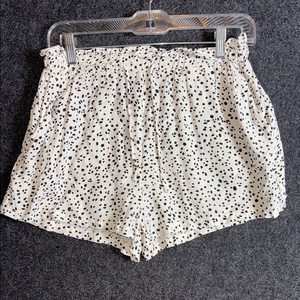 Billabong Dalmatian Dot Paperbag Waist Shorts White Black Small